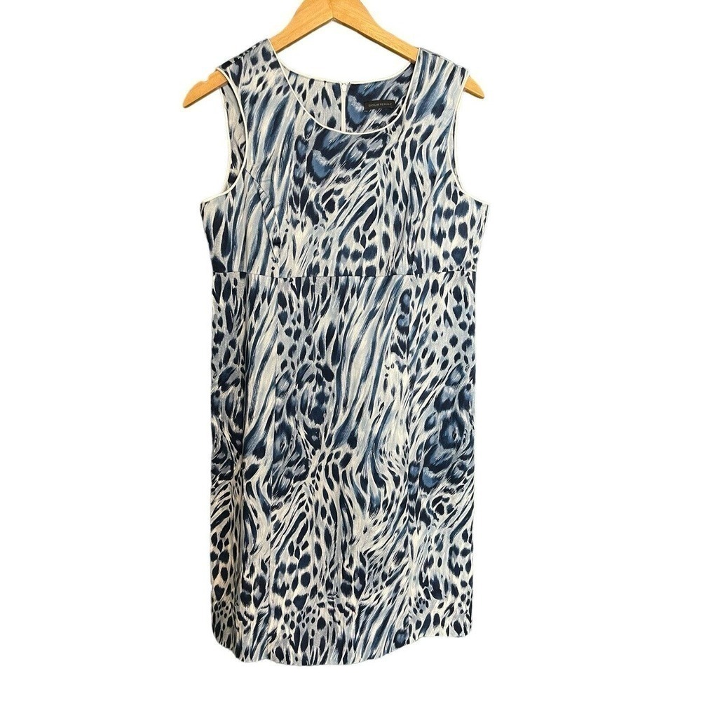 Courtenay Leopard Sheath Dress Blue Size 12 Sleeveless NWT - Picture 4 of 8
